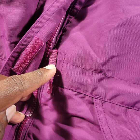 Vintage LL Bean Jacket Womens Large Petite PPurple Insulated Hooded Flaw* - Picture 5 of 7